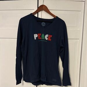 Life is Good Women’s Navy Peace Shirt